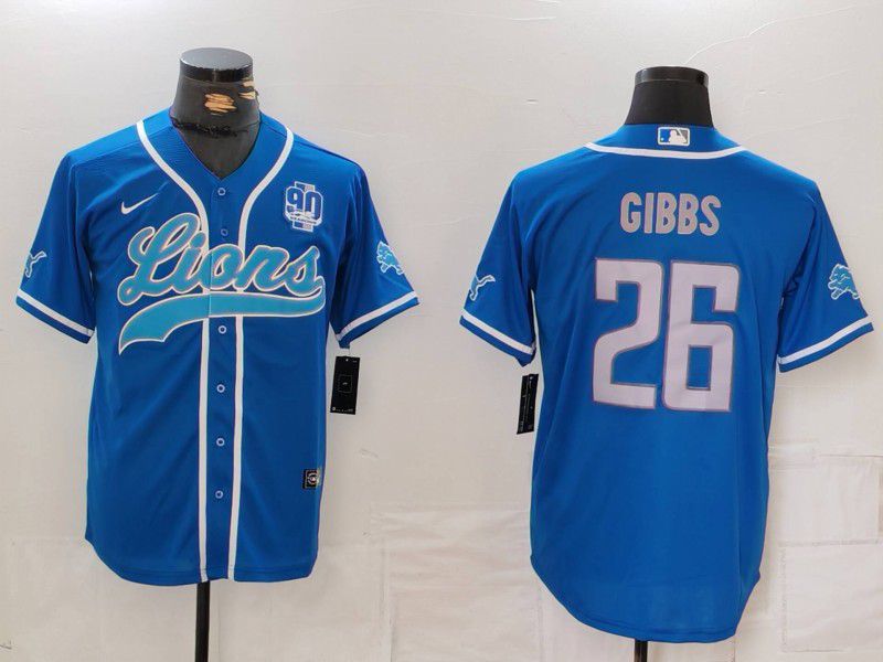 Men Detroit Lions #26 Gibbs Blue Second generation joint name 2024 Nike Limited NFL Jersey style 5->detroit lions->NFL Jersey